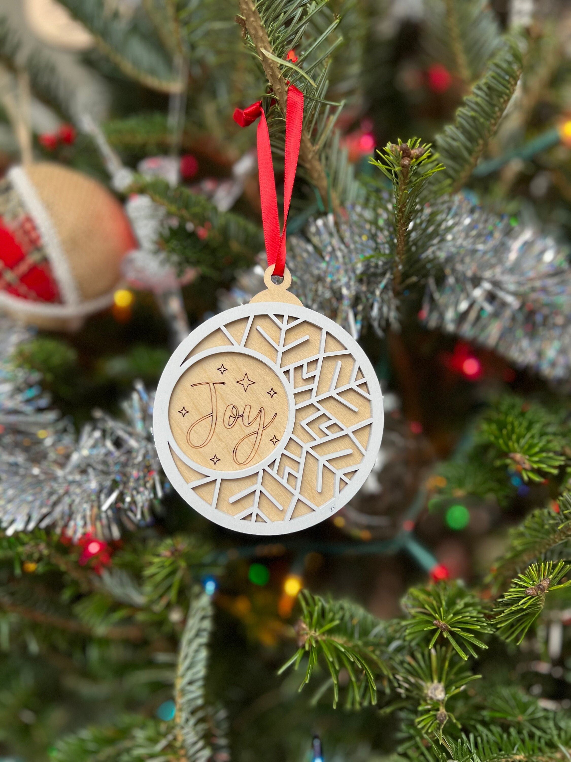 3D Ornament Joy 3 Pieces Laser Cut Out Unfinished ORN25 3D Ornament Joy 3 Pieces Laser Cut Out Unfinished ORN25