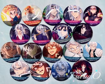 Demon Slayer Anime Tin Pins / Rengoku, Uzui, Giyu, Insignias de personajes Sanemi