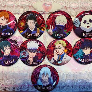 Jujutsu Kaisen Metal Can Badges - Anime Collectible 58mm Pins - Gojo, Yuji, Suguru, Megumi, Maki, Nanami, Nobara - Anime Fan Gift
