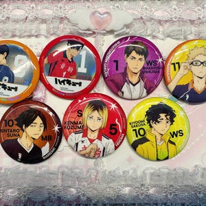 Haikyuu!! Anime Metal Can Badges - 58mm Collectible Pins - Kageyama, Tsukishima, Kenma, Kuroo, Ushijima, Sakusa, Suna - Anime Fan Gift