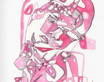 Madonna & Child Watercolor Painting – Abstract Figurative Art, 9x12