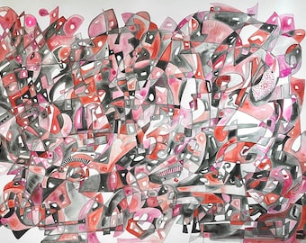 HARD CANDY - Original Watercolor Painting, Abstract Composition (30 x 22 inches)