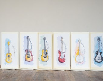 Personalised guitar card - guitar fan - electric guitar card - Dad Husband guitarist - any celebration handmade card - Custom guitar card