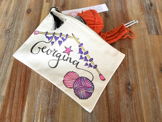 Personalised knitting bag knitting fan gift knitting gift  personalised knitting gift Custom bag personalised to fit knitting gear