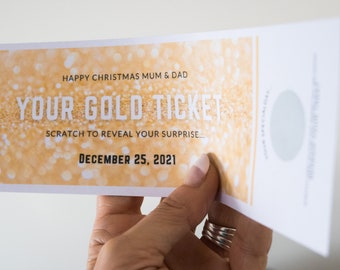 The Gold Ticket - Scratch reveal surprise ticket, Golden ticket, Surprise holiday, Surprise weekend , Scratchcard personalised