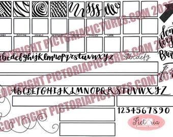 Printable calligraphy practice sheets - brush lettering practice worksheets - Modern lettering - Digital Download pdf file print at home