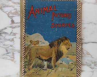 Antique Children's Book Animal Pictures and Storie