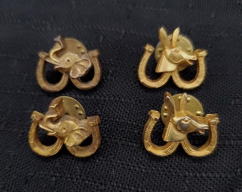Vintage Political Pins, a Pair of Donkeys and a Pair of Elephants. Listing is for One Pair, choose at checkout. Good for collars, hats, etc.