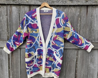 Vintage Missoni Knit Cardigan Sweater with a Face Pattern