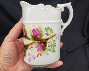 Vintage German Ceramic Pitcher for Milk or Cream, Oval Shape, Makes a Great Vase