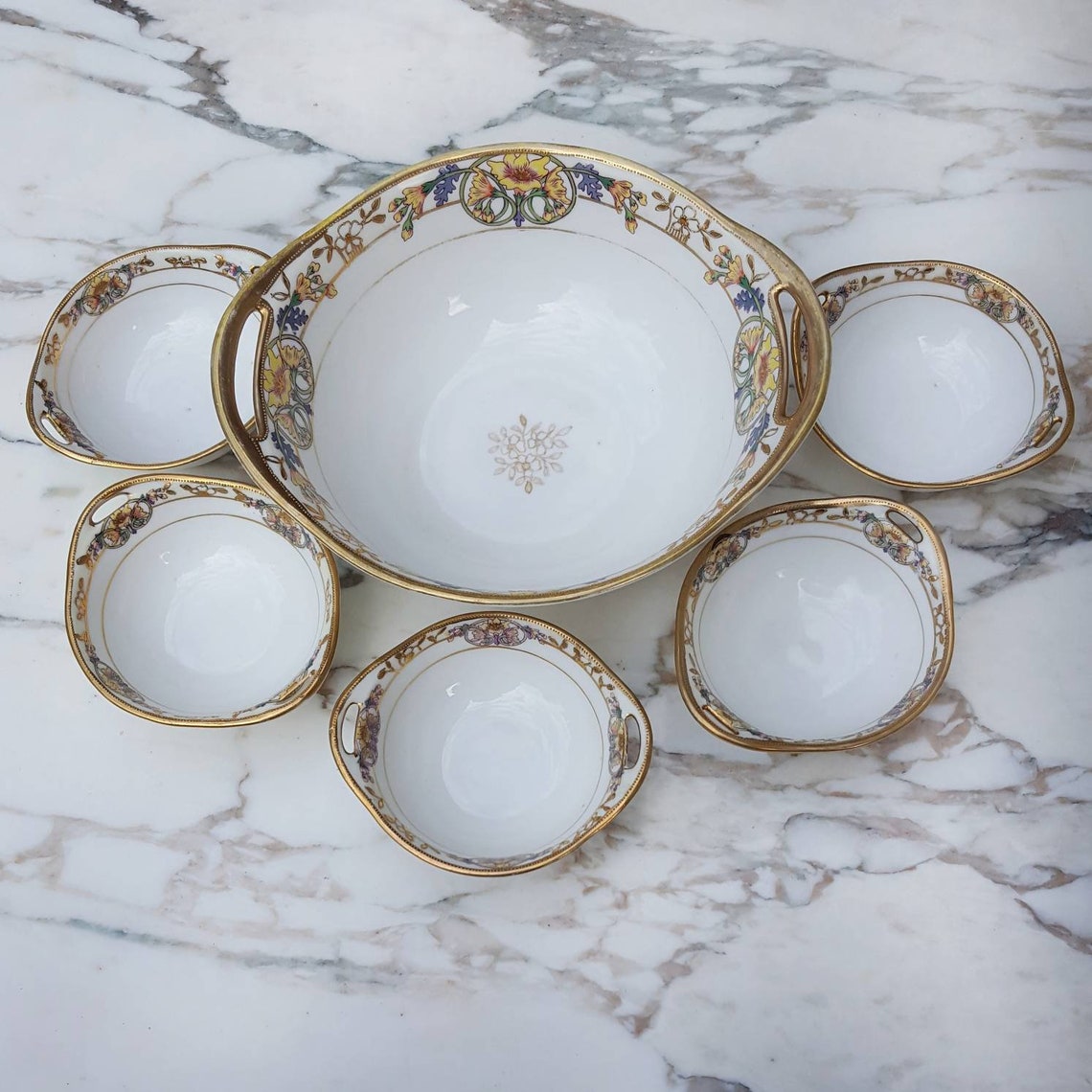 Noritake Nippon Nut Bowl Set One Large and 5 Small Art Etsy