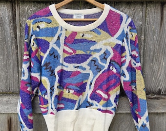 Vintage Missoni Knit Pullover Sweater with a Face Pattern