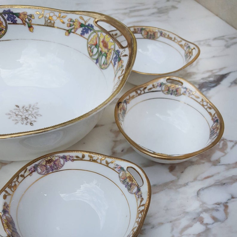 Noritake Nippon Nut Bowl Set One Large and 5 Small Art Etsy