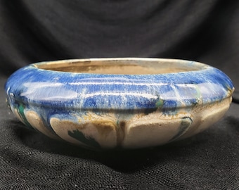 Arts and Crafts Ceramic Bowl, Blue and White, Antique Ceramic Bowl
