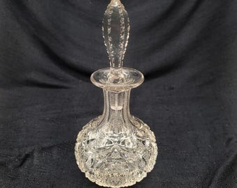 Vintage Pressed Glass Bottle with its Original Stopper