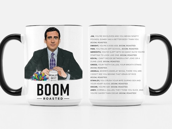 The Office Michael Scott Boom Roasted 15 Oz Deluxe Mug Etsy