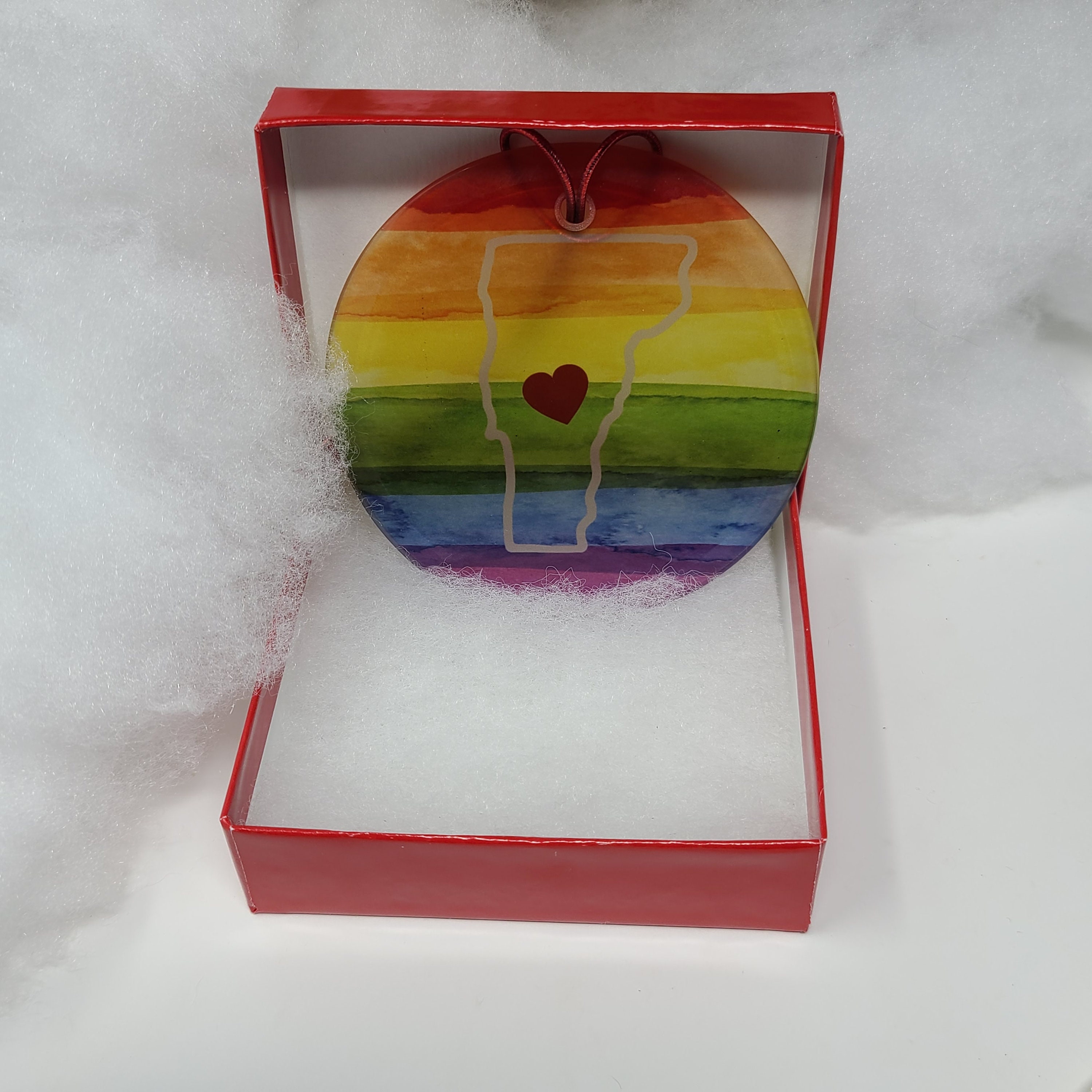 Discover Pride Month gift, Vermont Pride ornament, Rainbow Suncatcher, Pride ornament