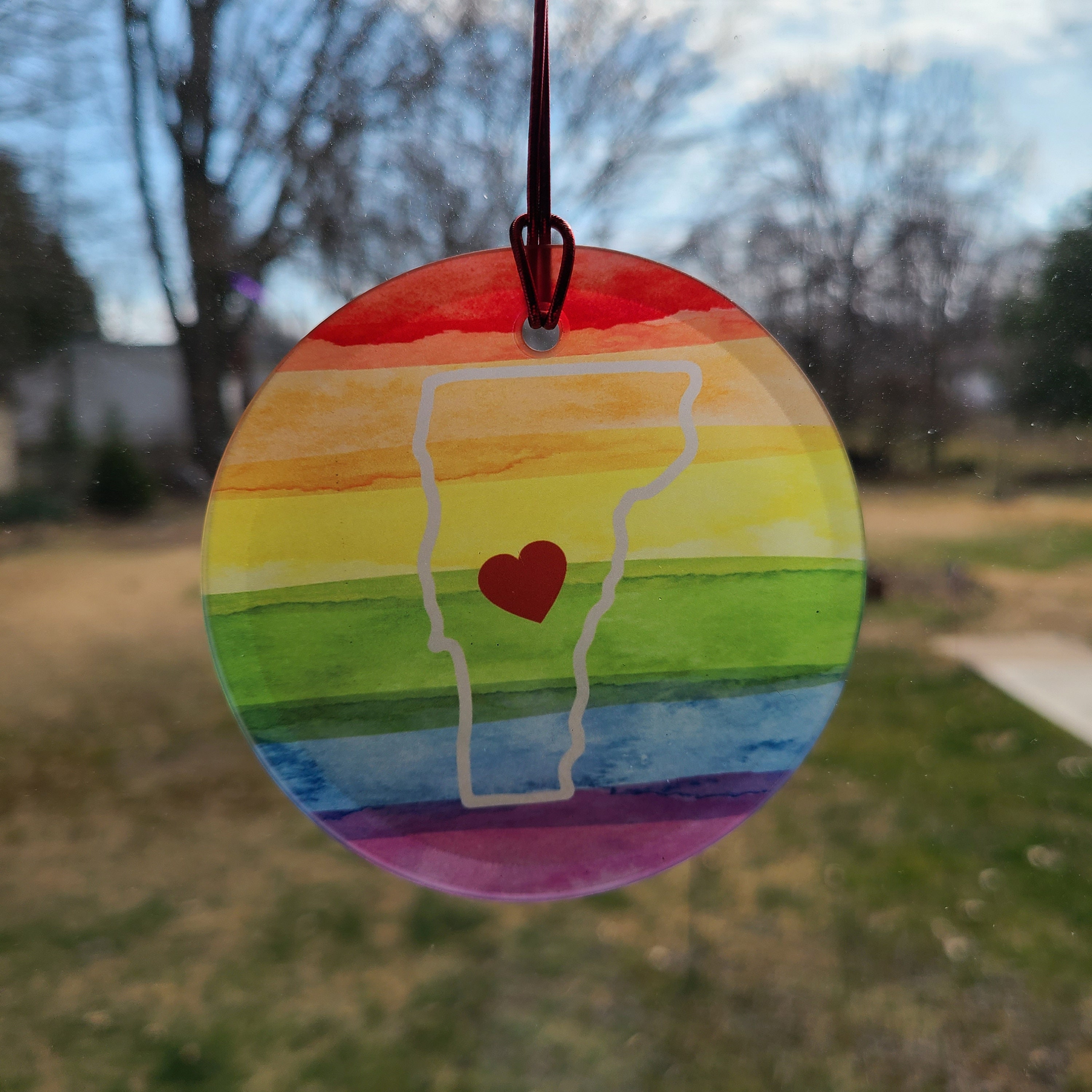 Discover Pride Month gift, Vermont Pride ornament, Rainbow Suncatcher, Pride ornament