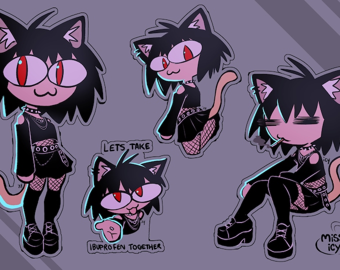 Goth Girl Neco Arc - 4x6" Sticker Sheet, Kiss-cut Matte Stickers - Etsy