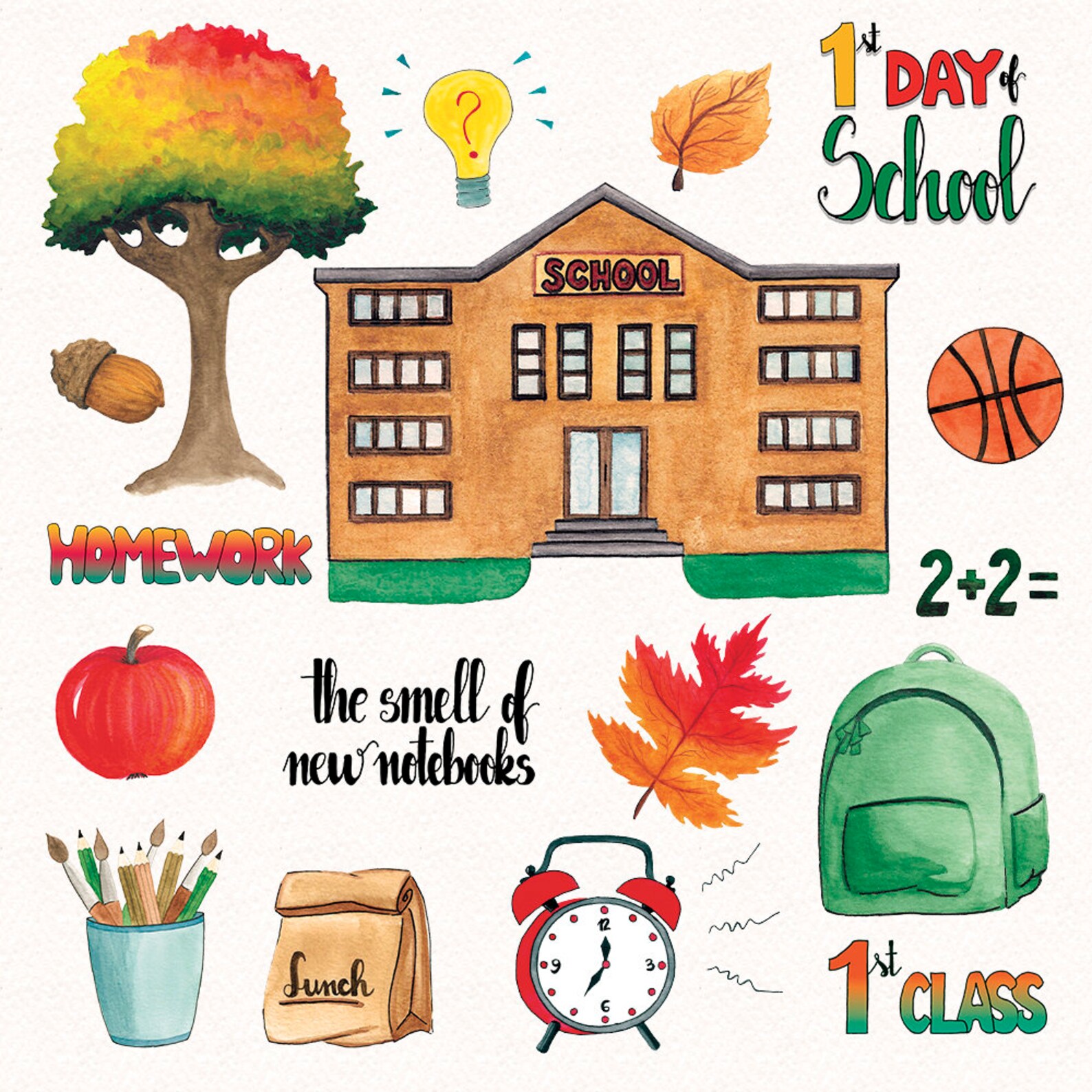 Back to School Clipart Fall Clipart First Day of School Etsy UK