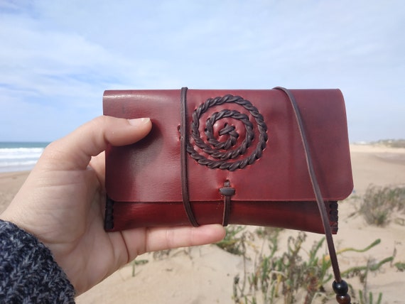 Tobacco pouch Jewellery purse Genuine Leather Handmade Spiral Coin Wallet 