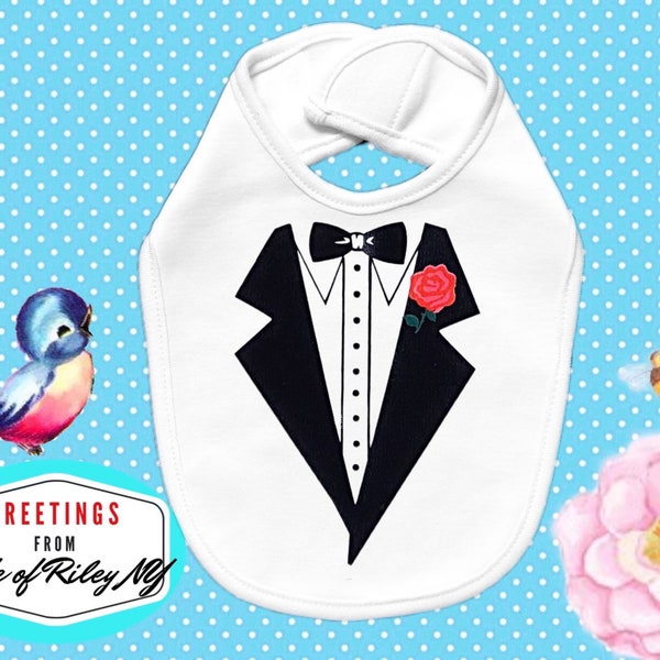 Tuxedo Baby Bib, Combine with the Tuxedo Baby Bodysuit (see details/description)