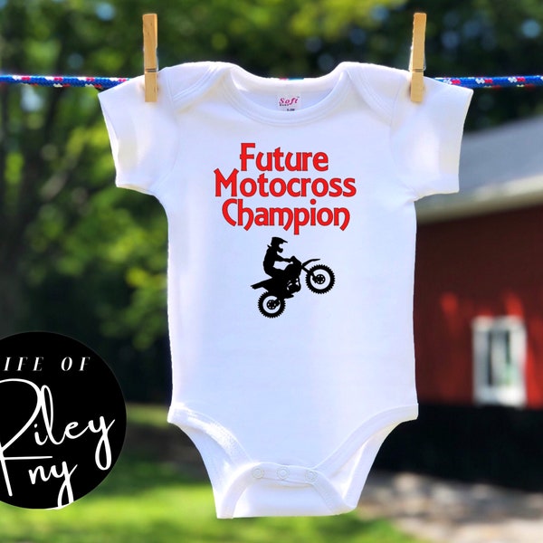 Future Motocross Champion, Motocross Baby Clothes, Dirtbike Baby Clothes, Pregnancy announcement, Baby Shower Gift, Gender Reveal