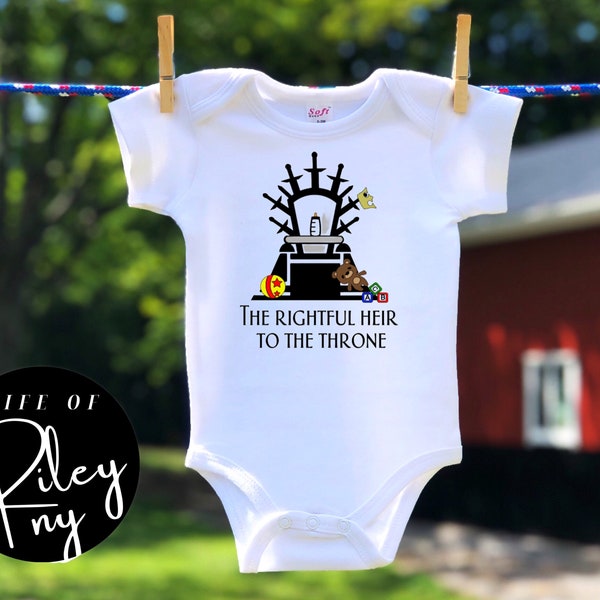 The Rightful Heir to the Throne Baby Bodysuit, Throne Baby Clothes, Pregnancy Announcement