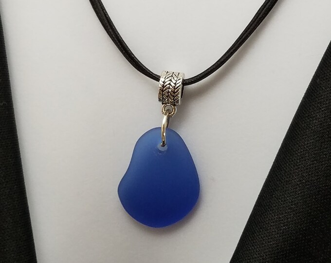 Cobalt Sea Glass Pendant Necklace