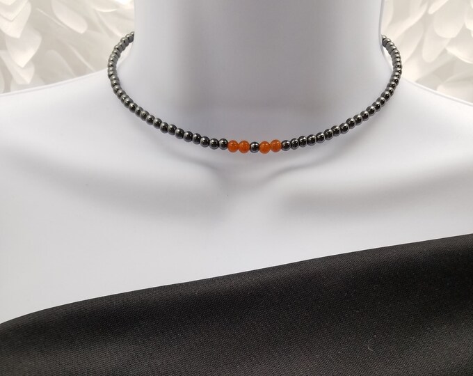 Choker - Fire Agate & Hematite Healing Stones