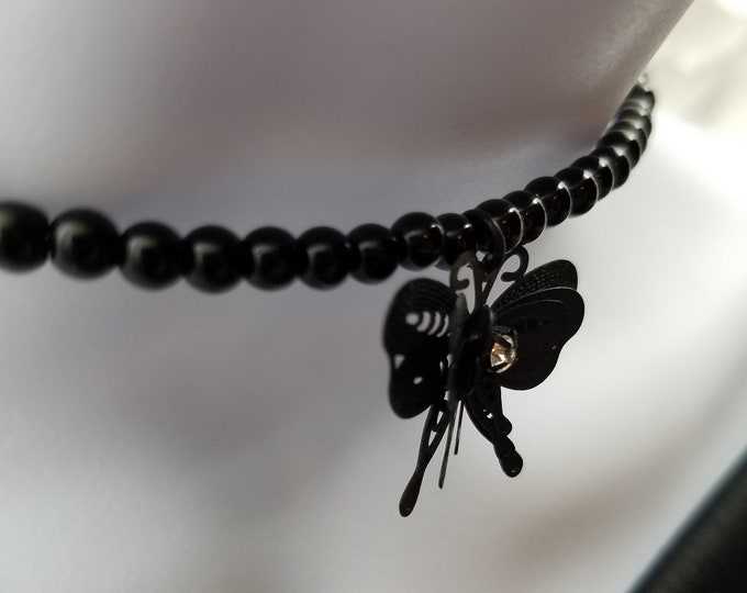 Choker - Black 3D Butterfly Pendant