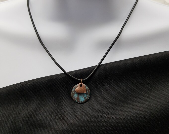 Bronze Heart with Mykonos Coin Pendant Necklace