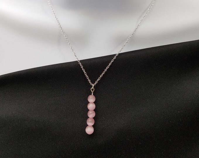 Pink Cat Eye Bead Necklace