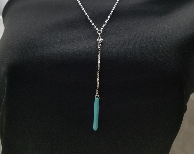 Heart and Faux Turquoise Long Bead
