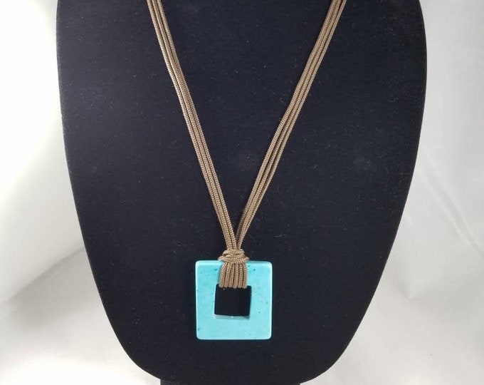 Squared Turquoise Parachute Cord Necklace
