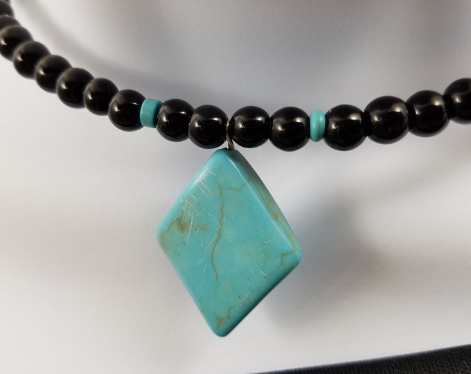 Choker - Turquoise Diamond Shape Bead