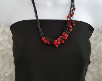 Red Howlite Colored Necklace