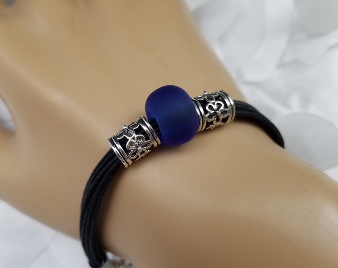 Multi-strand Black and Cobalt Bracelet