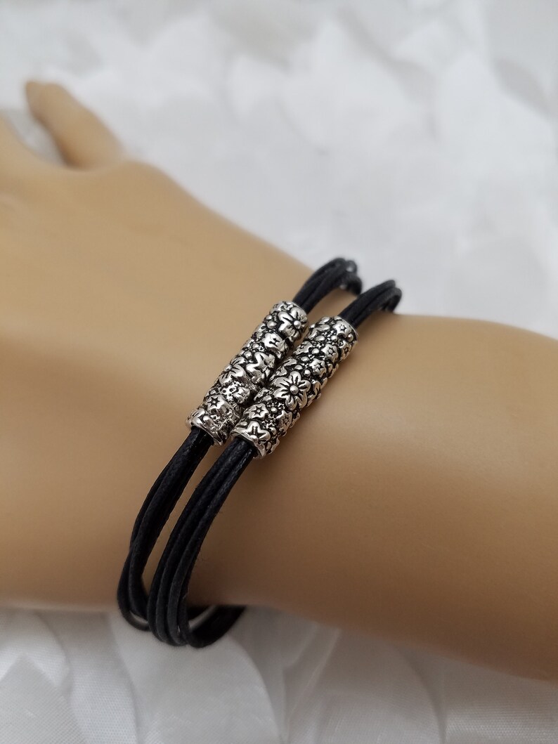 Multi-strand Black and Silver Bracelet
