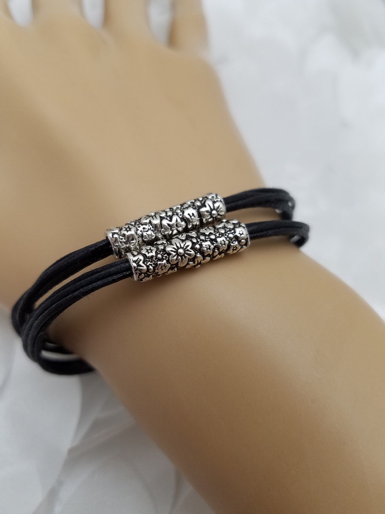 Multi-strand Black and Silver Bracelet