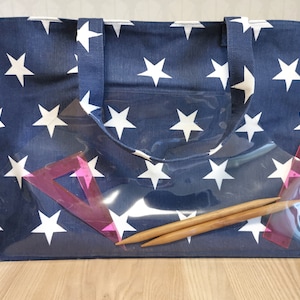Clear Vinyl Pocket Knitting Organizer Knitting Project Bag Star Print Project Bag Knitting Needle Organizer Yarn Tote