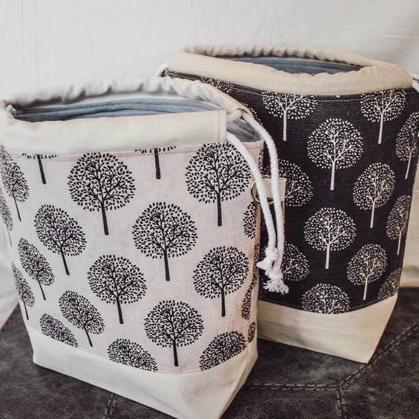 Knitting Organizer Knitting Project Bag Money Tree Print Knit Bowl Project Bag Drawstring Bag Knitting Needle Organizer Yarn Tote