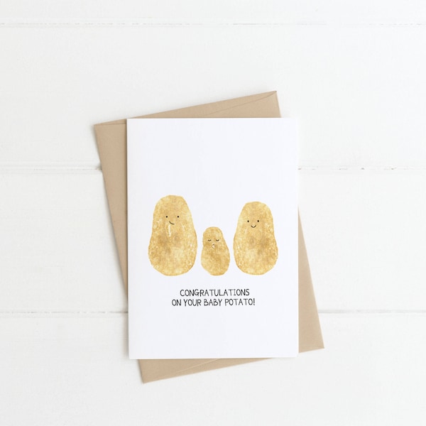 Your Baby Potato | Potato Stamped Greeting Card | Hand Crafted | Cards for Social Good | Stationary | Congratulations | Newborn | New Parent