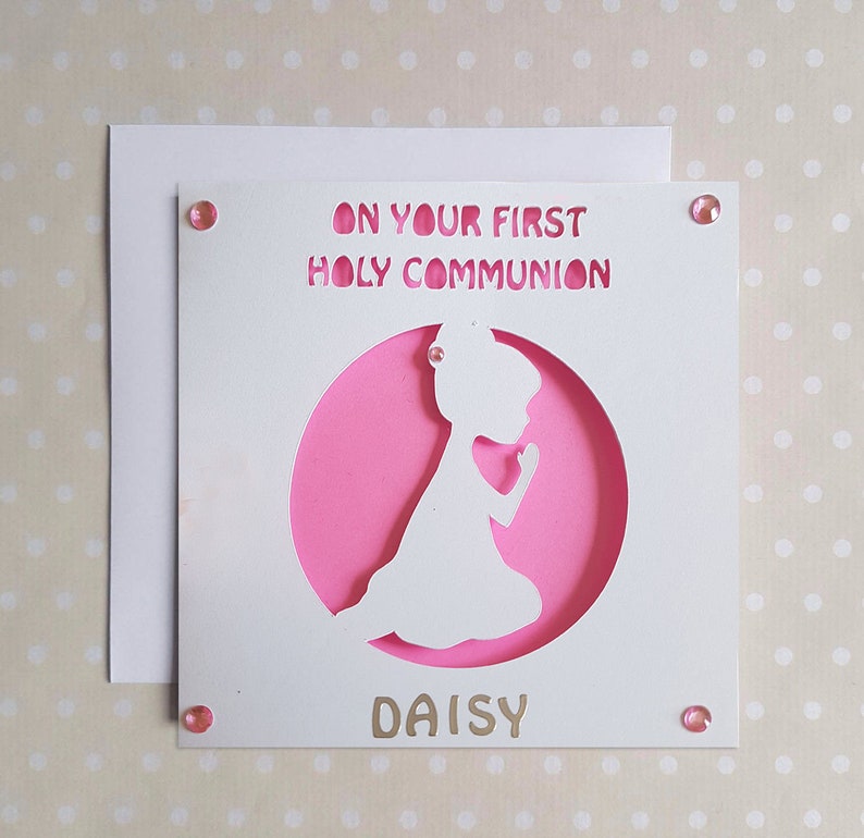 Handmade Personalised Girls First Holy Communion Card 