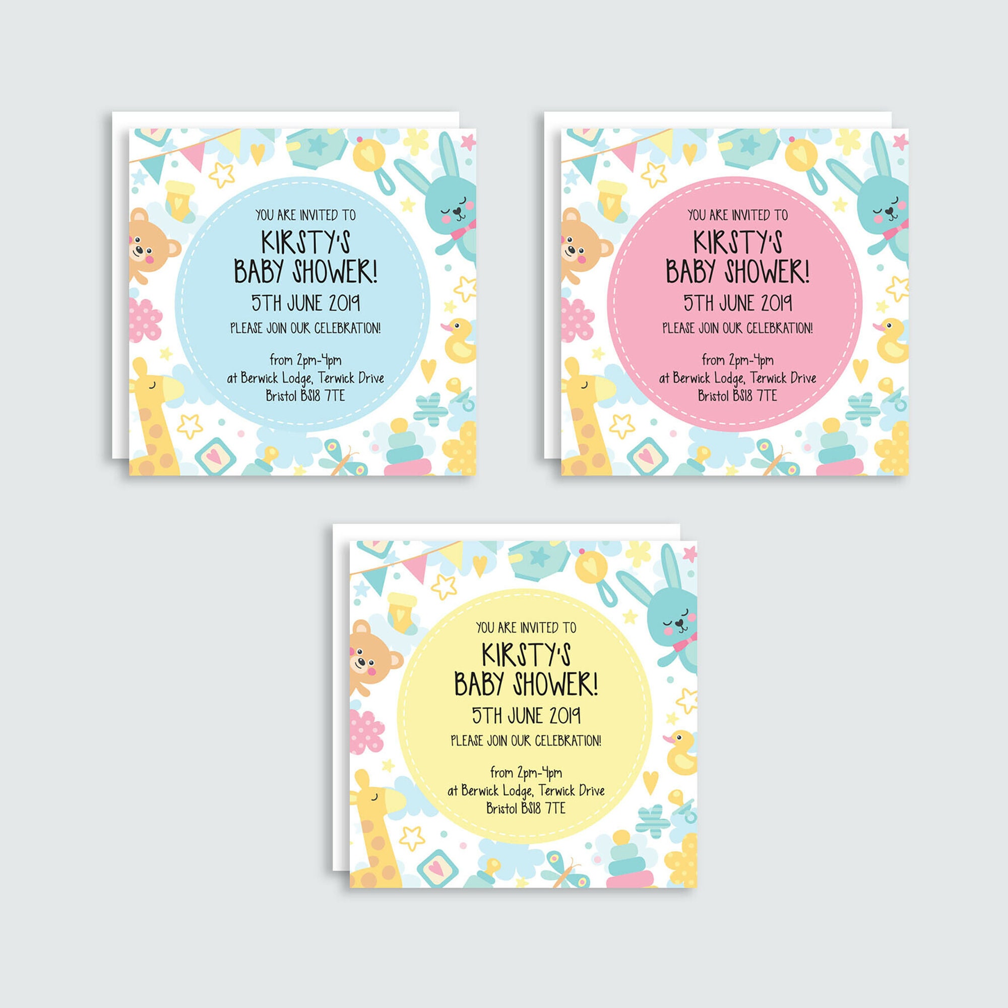 PACK OF 10 Personalised Baby Shower Invitations with | Etsy