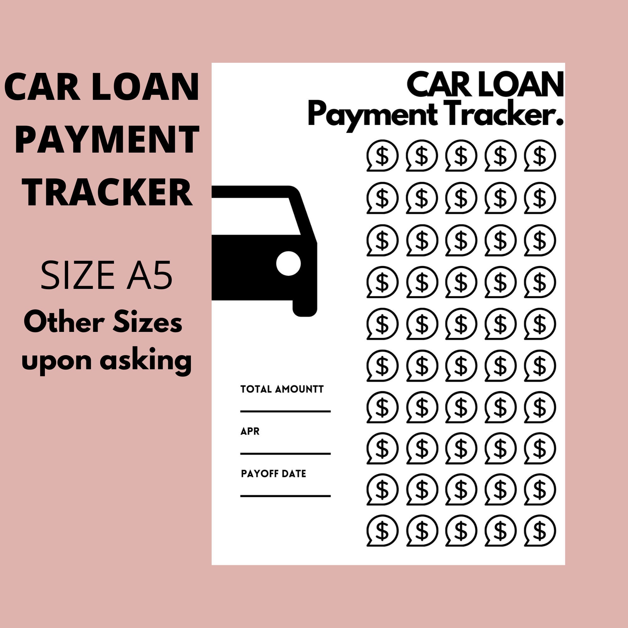 PRINTABLE Car Loan Payment Tracker 2020 A5 Planner Inserts Etsy