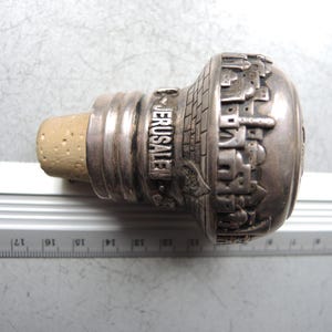 Vintage Sterling silver 925 Decanter Bottle Stopper JERUSALEM / Hand-Crafted Silver Stopper / Ornate Filigree Silver and Cork Bottle Stopper
