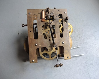 Genuine Antique Solid Brass and metal clock Movement  HAC / German Wall Clock like Gustav Becker Junghans Parts Restore Replace Art supplies