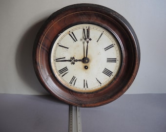 WORKING!!! Antique metal case Mechanical wall clock JAPY FRERES / Solid metal Case clock / Handmade In France / old cabinet wall clock /