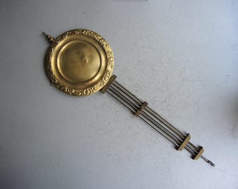 Antique Solid Brass and metal Clock Pendulum / German Wall Clock Junghans / Gustav Becker / Mauthe HAC Parts Restore Art supplies